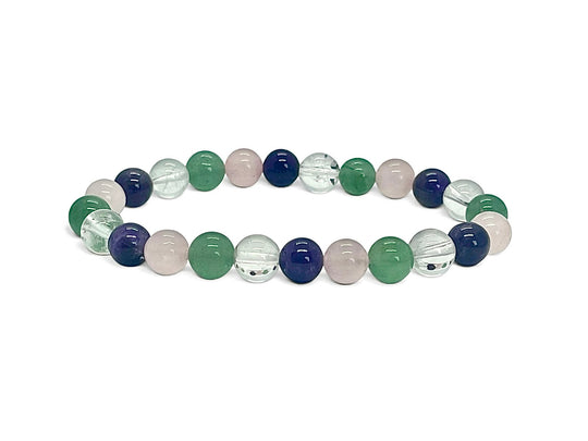 Overall Wellbeing Bracelet – Clear Quartz, Rose Quartz, Amethyst & Green Jade