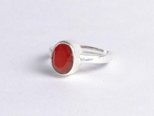 Silver Ring Adustable -Carnelian