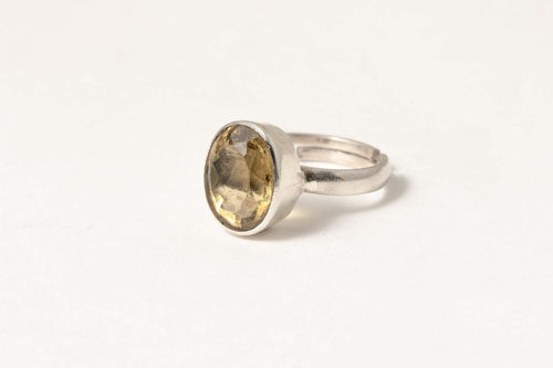 Silver Ring Adustable -Citrine