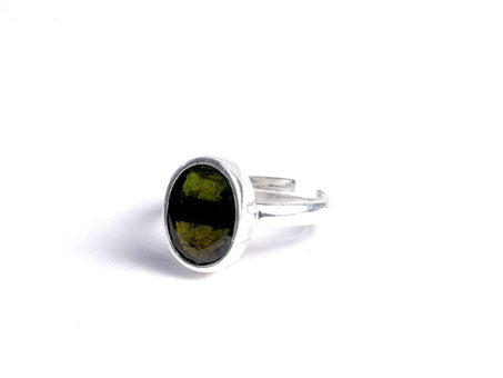 Silver Ring Adustable -Green Tourmaline